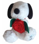 Snoopy plyšový pes 16 cm s ružou